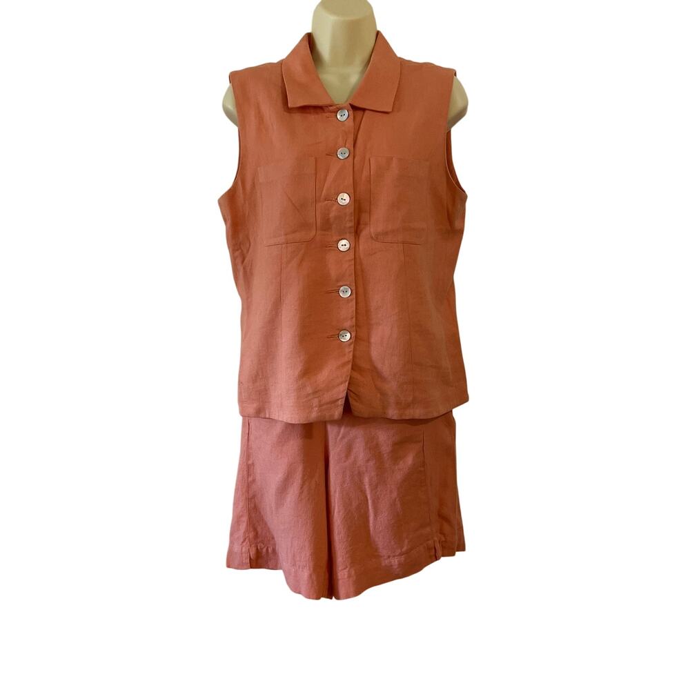 Vintage 90âs MixIt Light Orange 2pc. Dress Shorts & Sleeveless Top Size 10